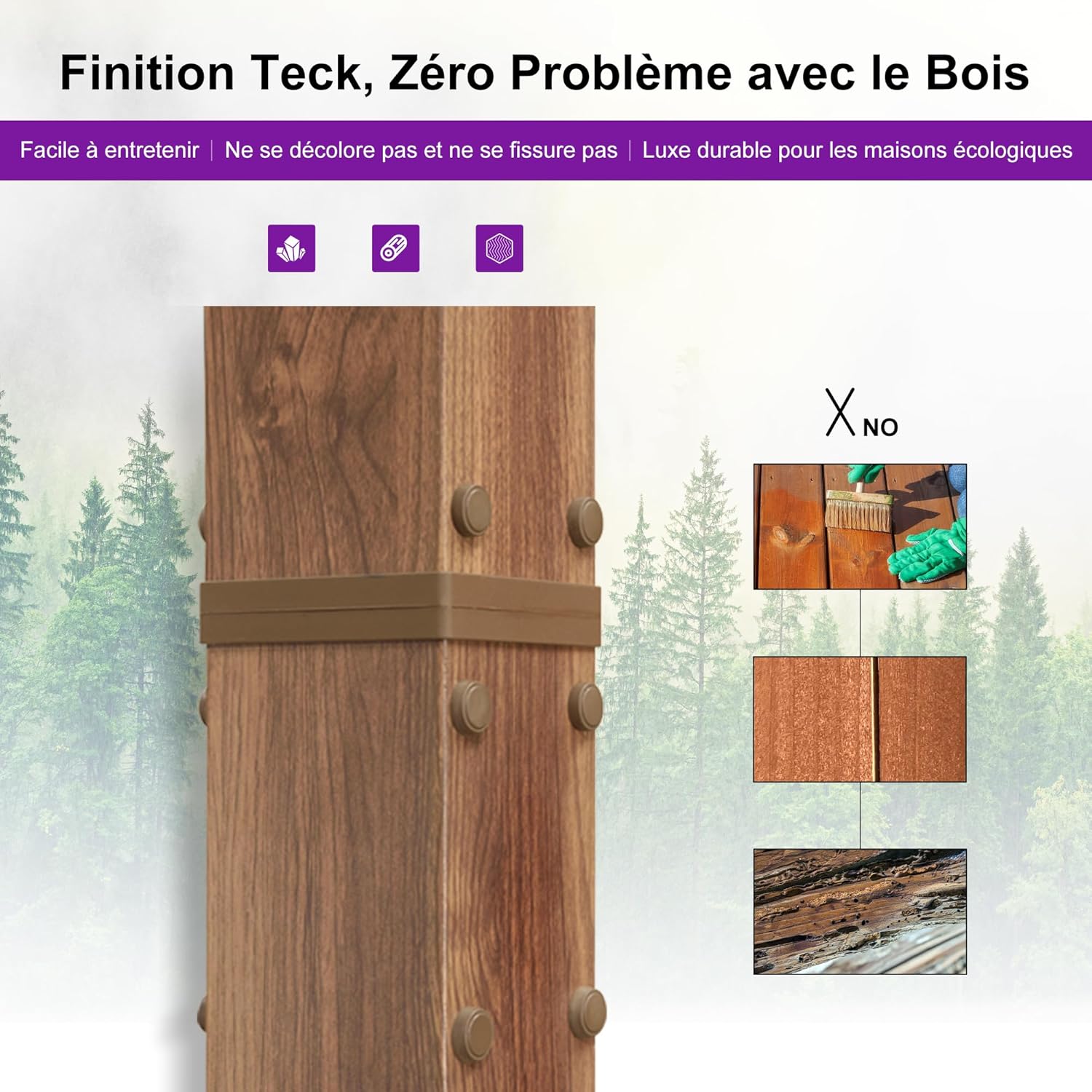 PURPLE LEAF - Pergola alu finition teck 4x3m - toile rétractable, rideau, kaki