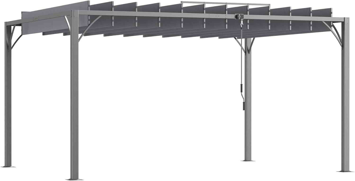Outsunny - Pergola bioclimatique 4x3 m - Lames orientables, structure aluminium, UV 50+ - Gris - TP12
