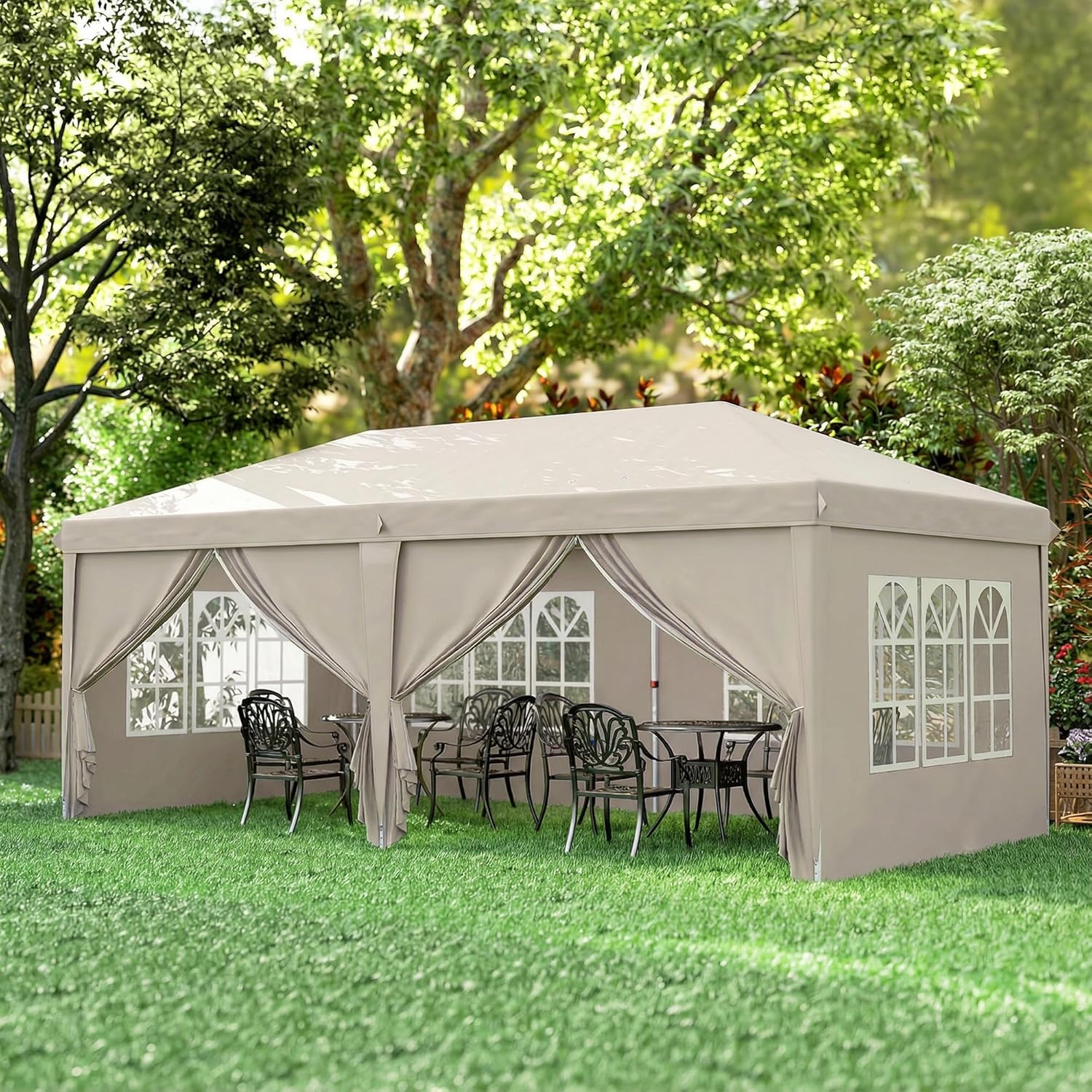 Outsunny - tonnelle pliante 3x6m - côtés amovibles, acier renforcé