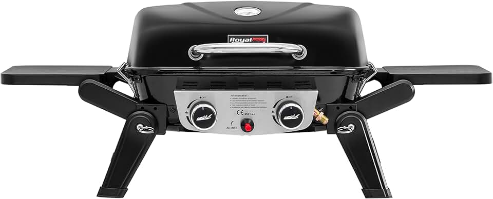 Royal Gourmet - Barbecue Gaz 2 brûleurs - 48x37 cm - tables pliables, 5kW
