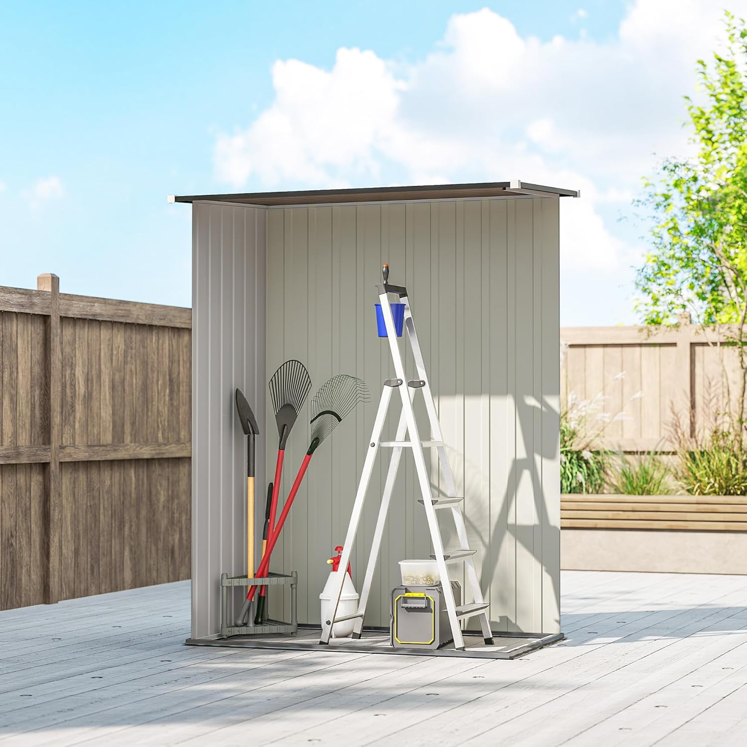Outsunny - abri de jardin acier galvanisé 142x86x189cm - porte verrouillable 1m²
