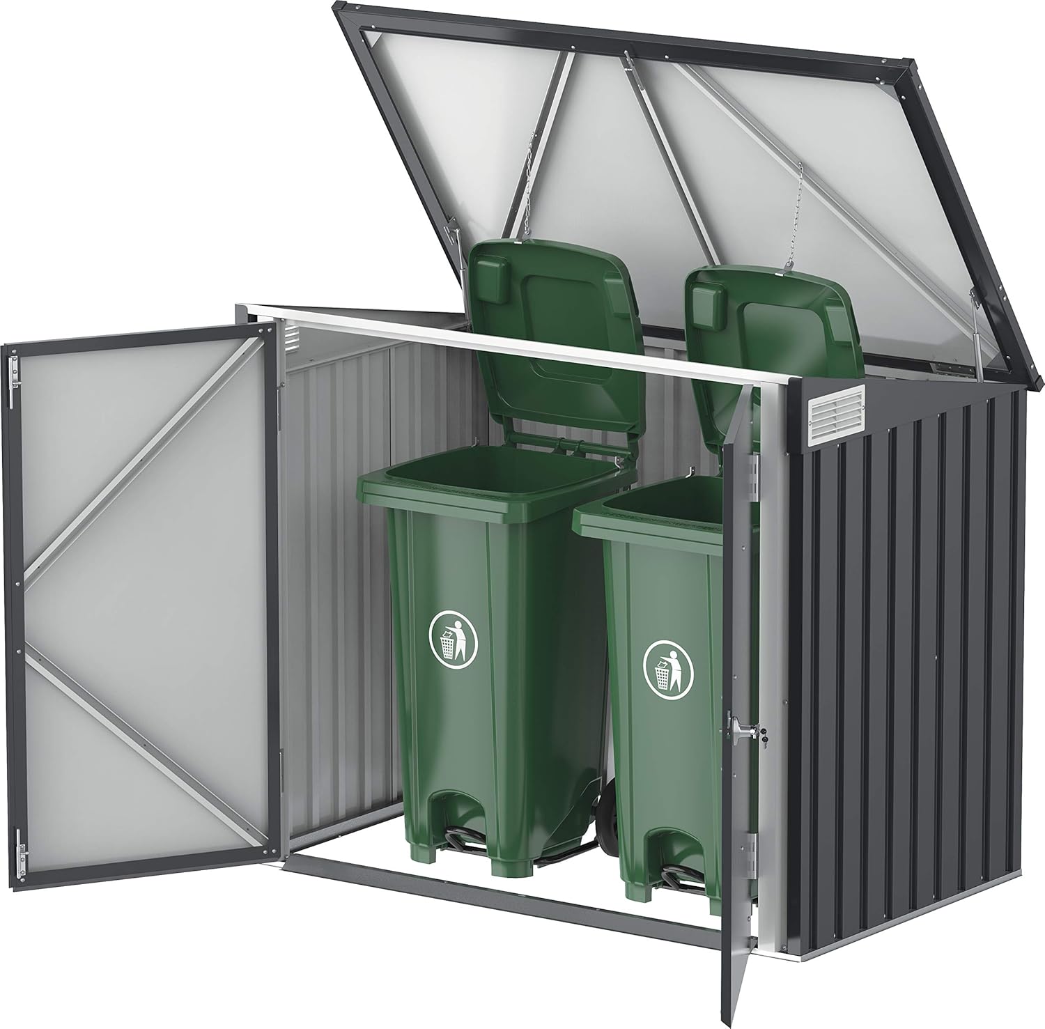 Duramax - abri poubelles double - 154x96x131 cm - métal verrouillable