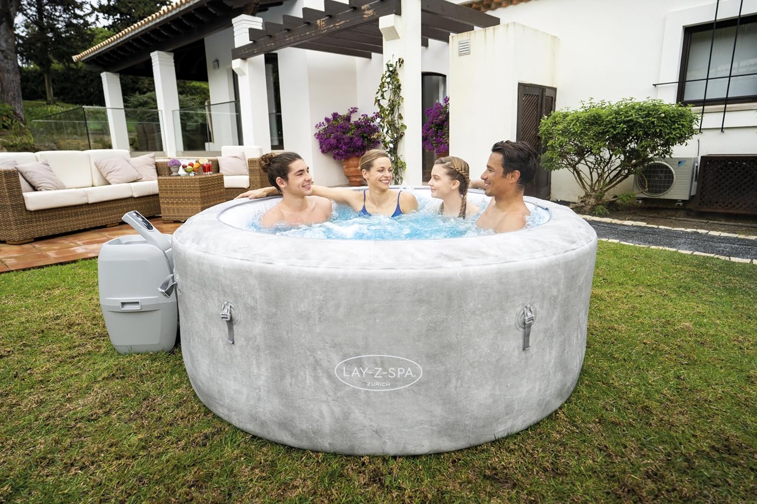 Bestway - Lay-Z-Spa Zurich EnergySense - 180x66 cm - 2-4 pers., 120 AirJet, couverture isolante, filtration cartouche