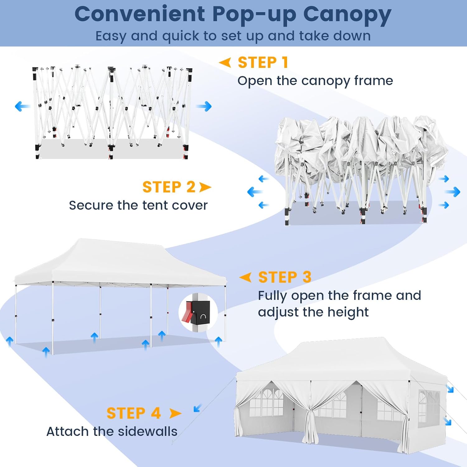 GOPLUS - tonnelle pliante série pop-up - 3x6m - imperméable, sac transport, sacs lestés, blanc
