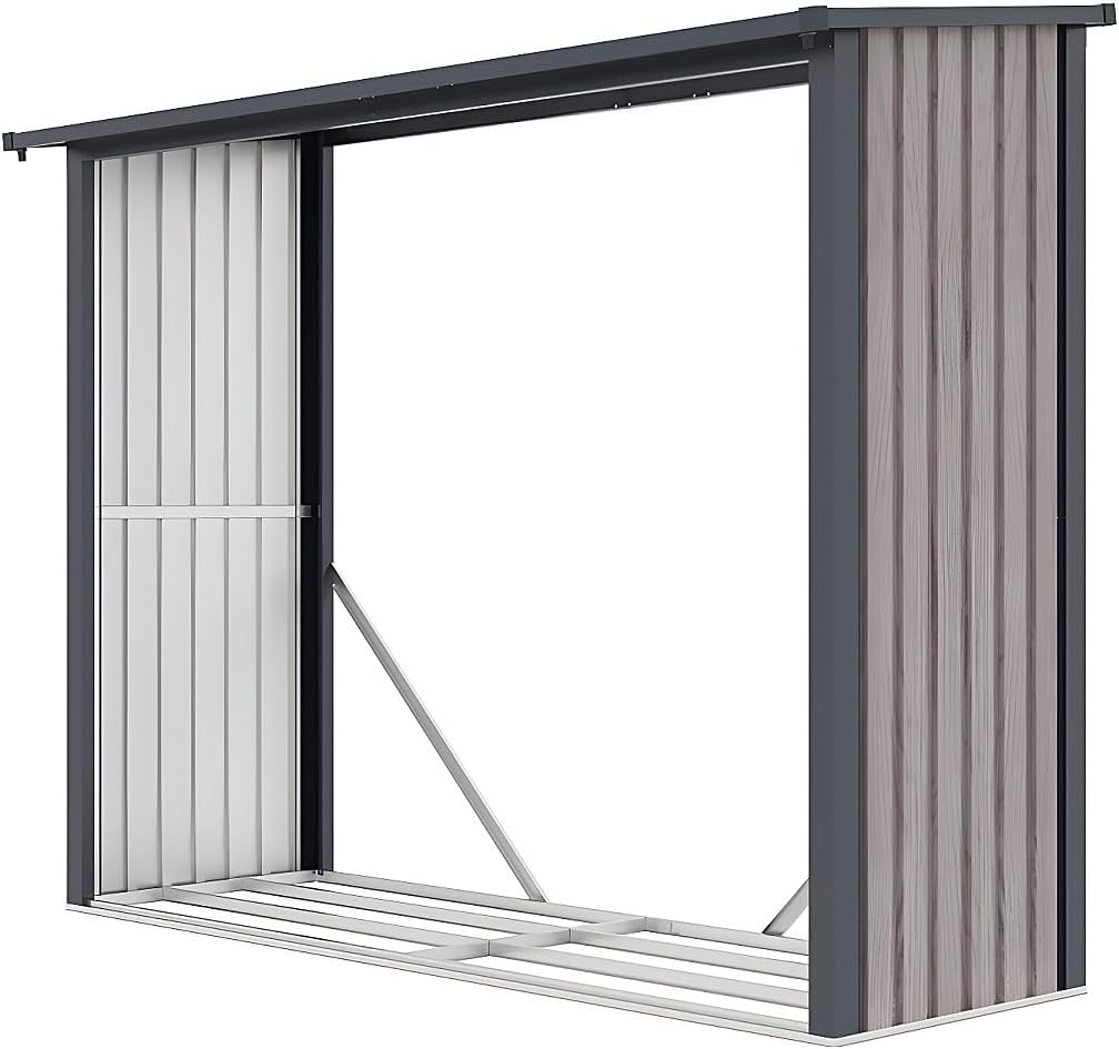 Vente-unique Abri b√ªches métal en Acier galvanisé Effet Bois 4,9 st√®res - 4,1 m3 Winwood - L.242 x P.89 x H.190 cm