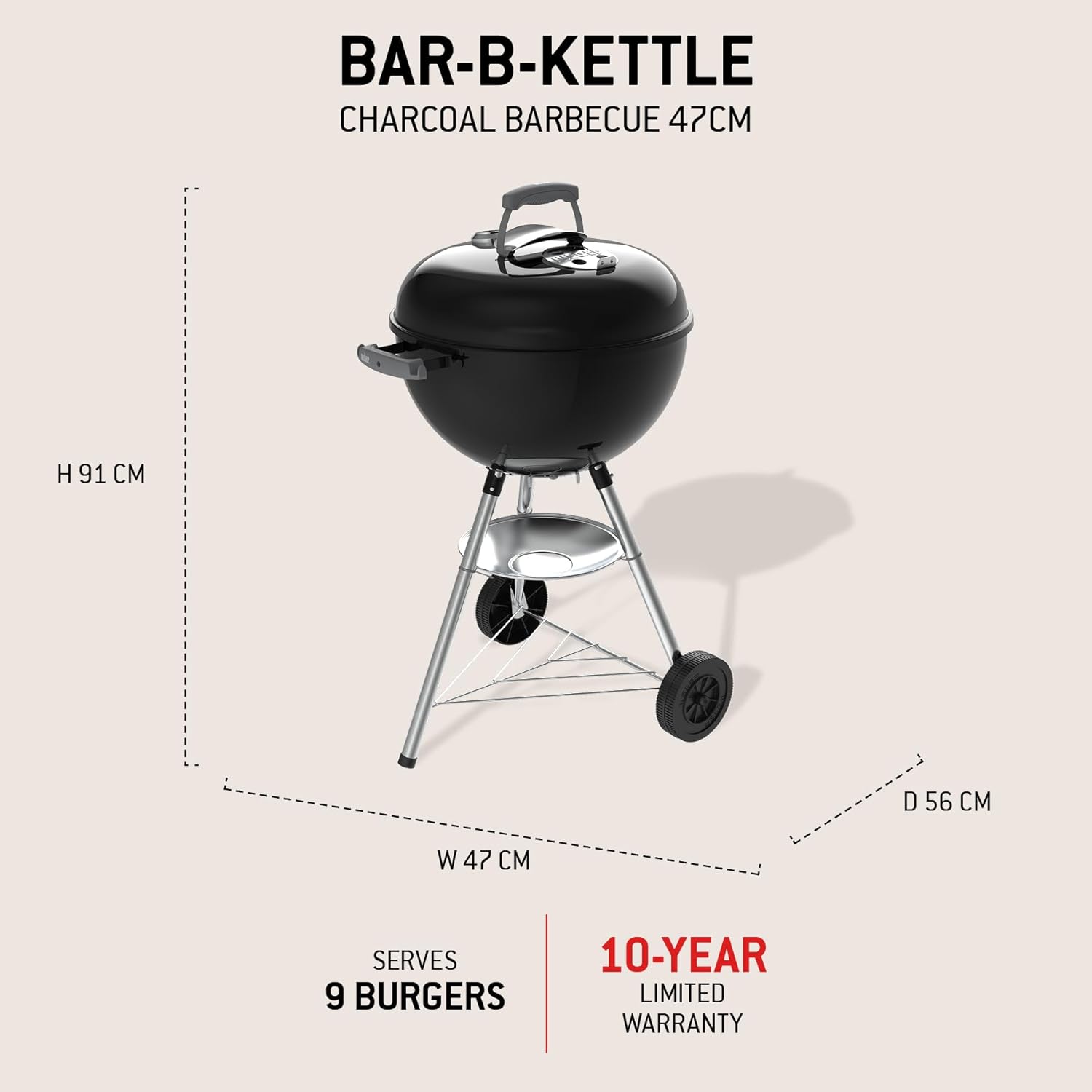 Weber - Bar-B-Kettle série 2026 - 47 cm - grille, thermomètre, roulettes