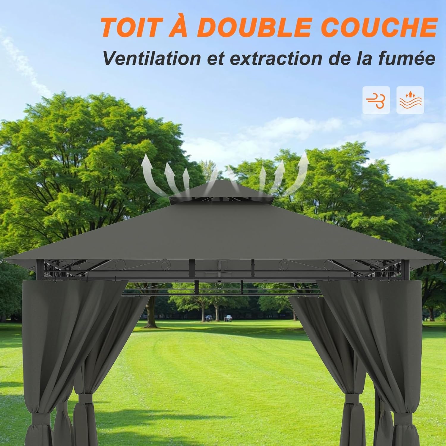 Devoko - tonnelle deluxe 3x4m jardin imperméable cadre métal 6-8 pers