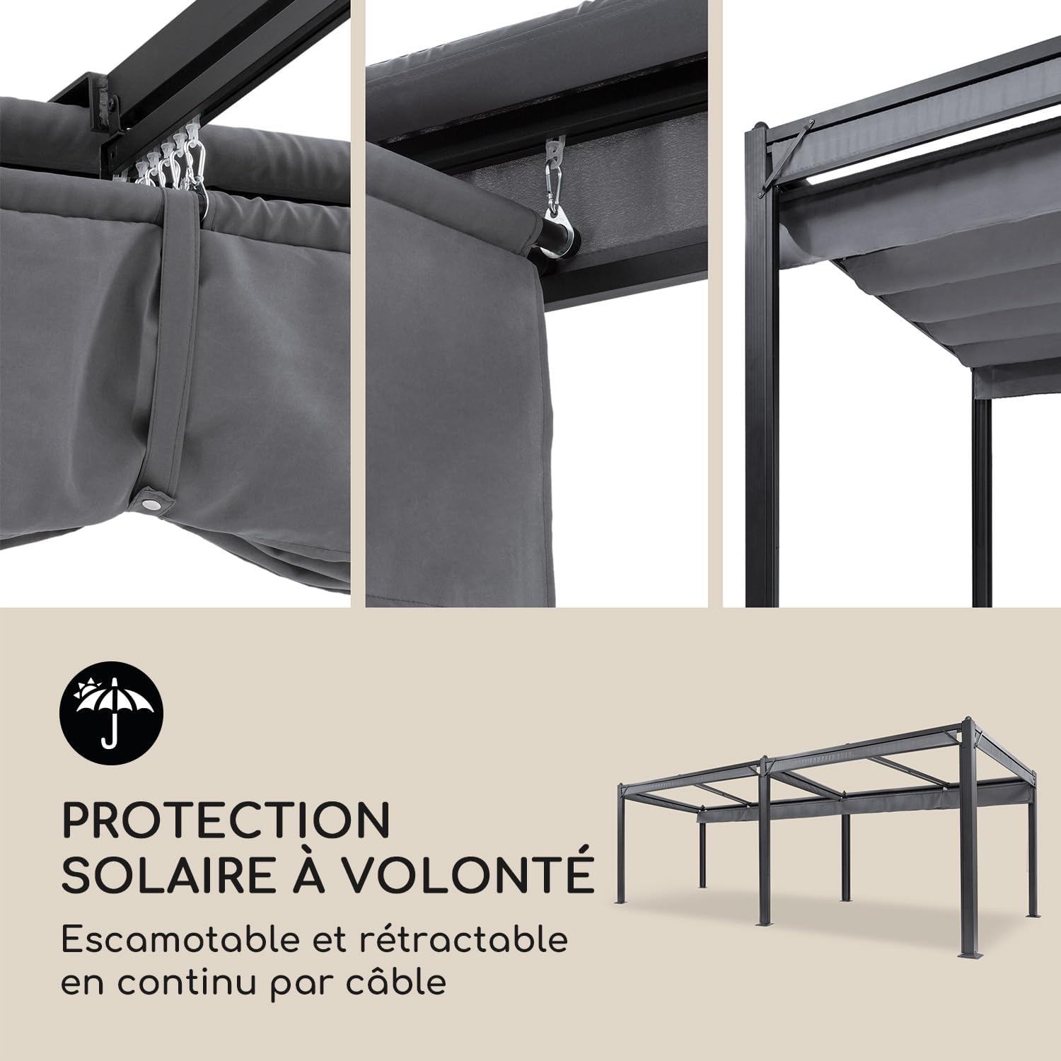 Blumfeldt - Pergola aluminium série Polycarbonate - 3x6m - toit hydrofuge, protection UV, cadre métal, toit/côtés polyes