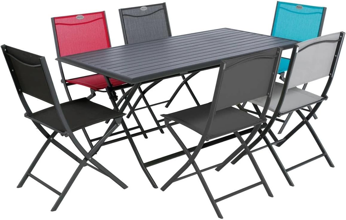 Hespéride - Azua table de jardin pliante 6 places, aluminium gris