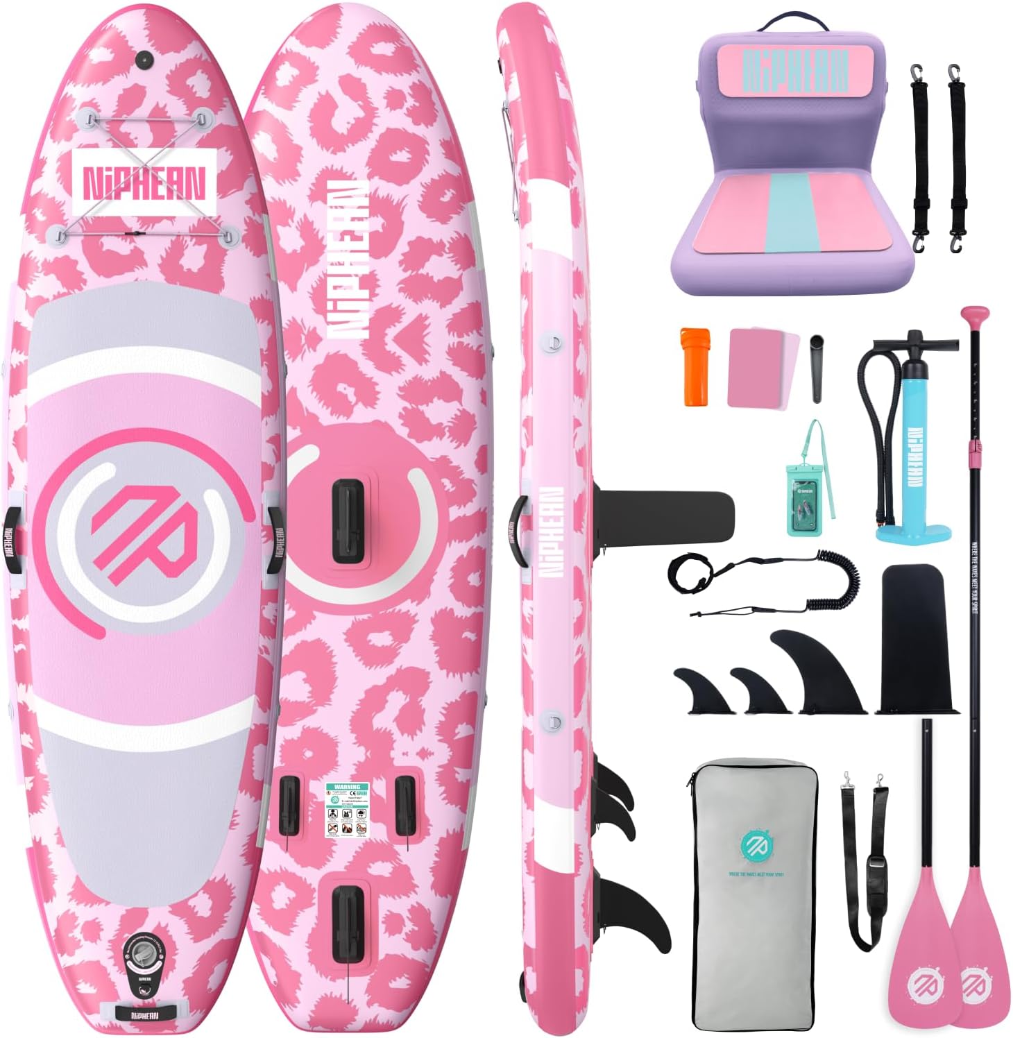 Niphean - Paddle gonflable adulte avec siège, ultraléger, antidérapant, stabilisateur, idéal yoga