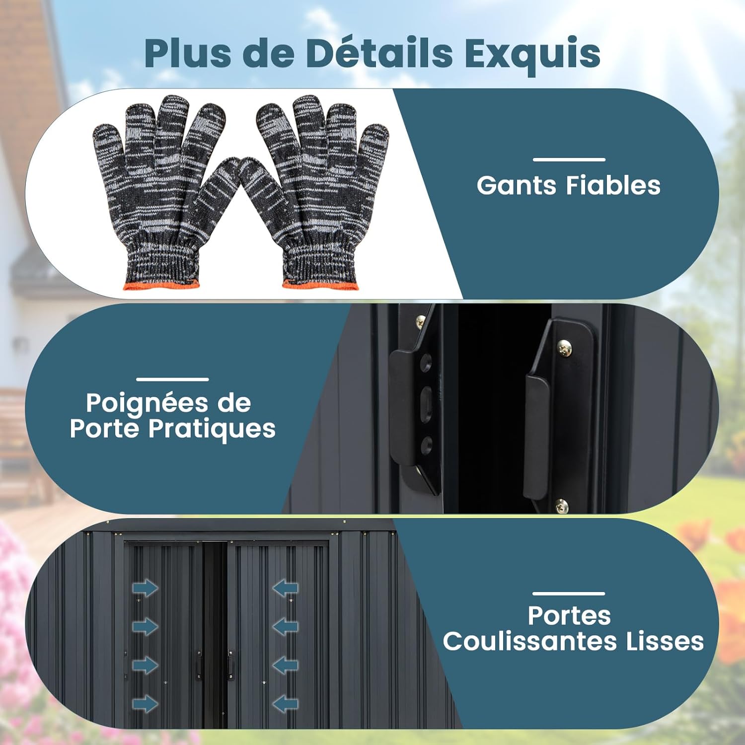 COSTWAY - Abri de Jardin métal 2,2㎡ - portes coulissantes, toit pente