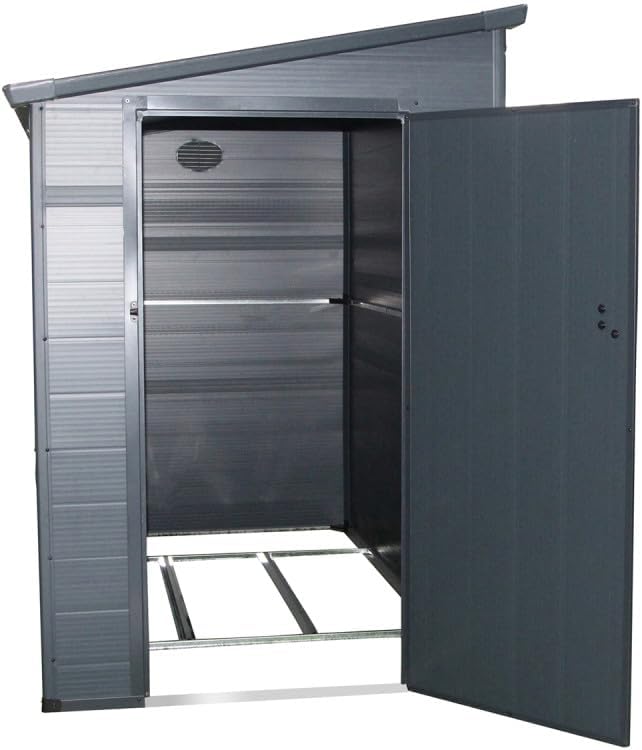 Jôbu - Abri adossé en résine 3,55m², fenêtre, aération, kit, acier