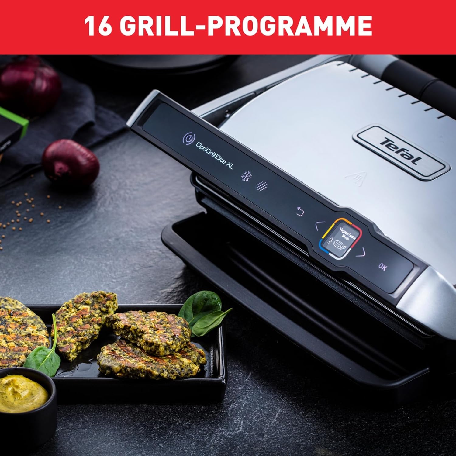 Tefal - Optigrill Elite XL, série GC760 - XL 8 pers., 16 programmes, grill intelligent, mode manuel, GC760D12