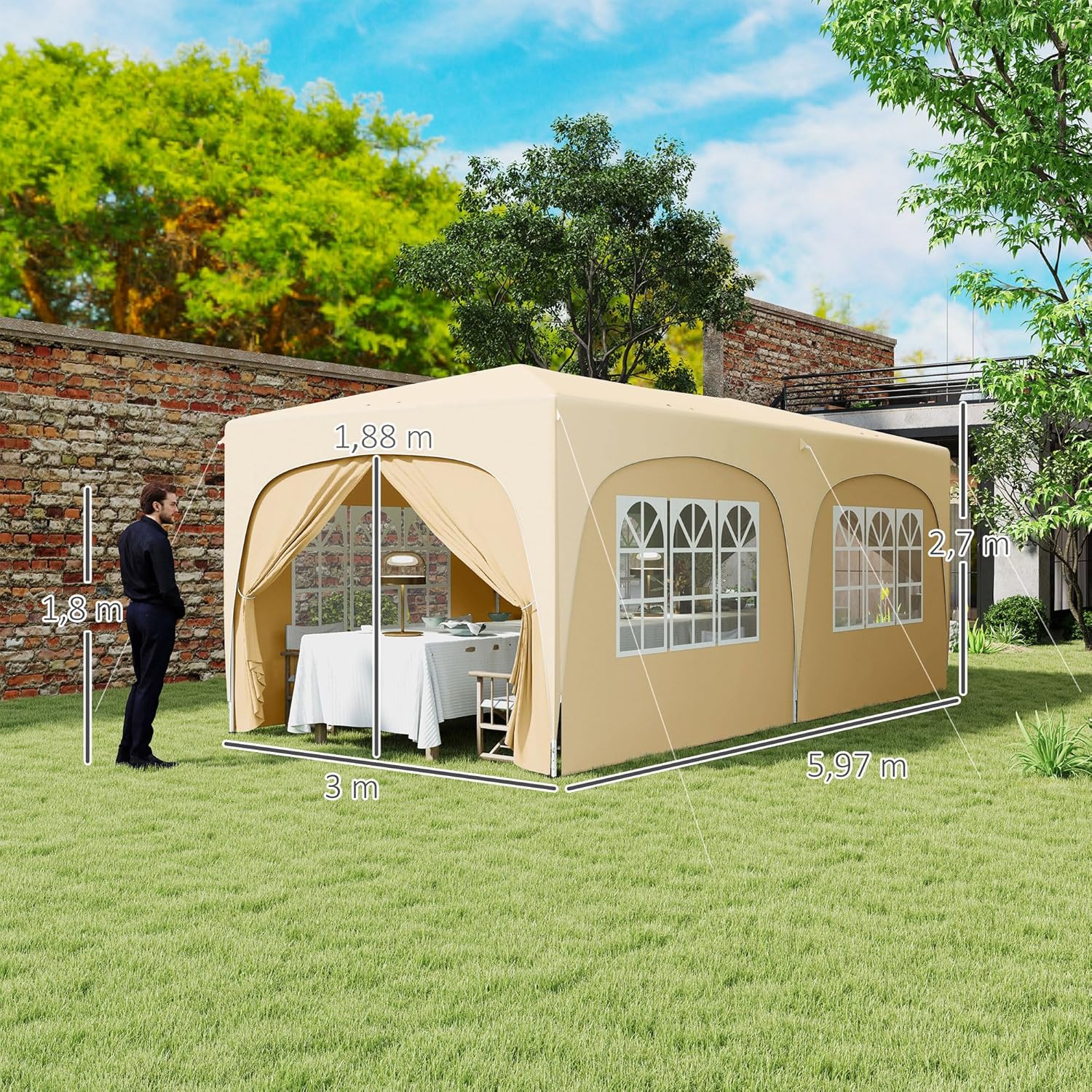 Outsunny - tonnelle pliante Pop up - 3x6 m - UPF50+, accessoires