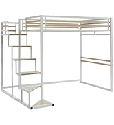 Vente-unique Lit mezzanine 2 Jogui en métal Blanc