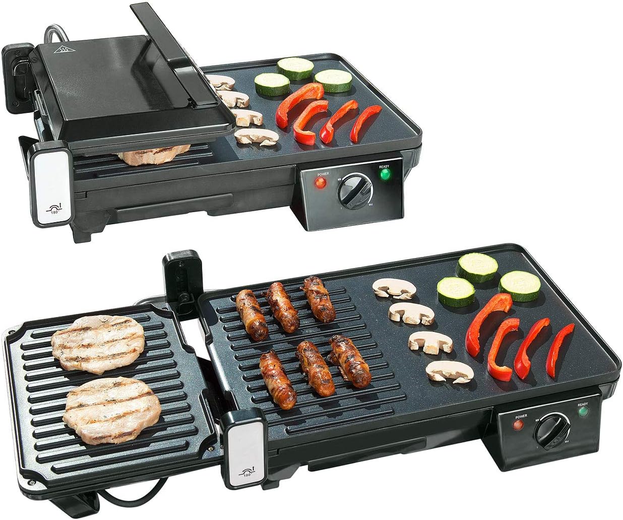 Rosenstein & Söhne - grille-plancha 2 en 1 2000W - table - cuisson rapide