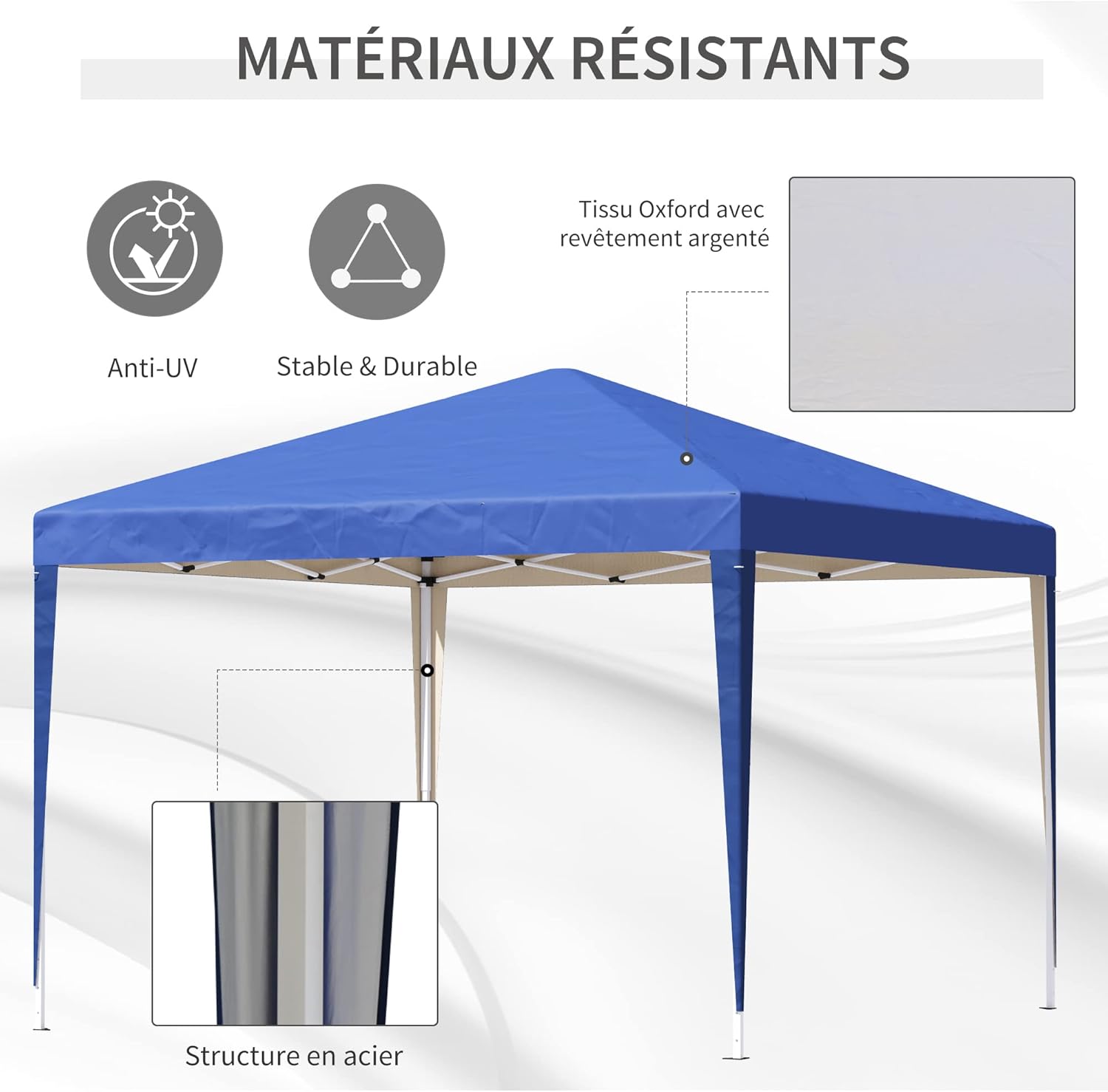 Outsunny - Tonnelle pliante 3x3m - Anti-UV, acier Oxford, sac de transport - TTPU3x3M-2024