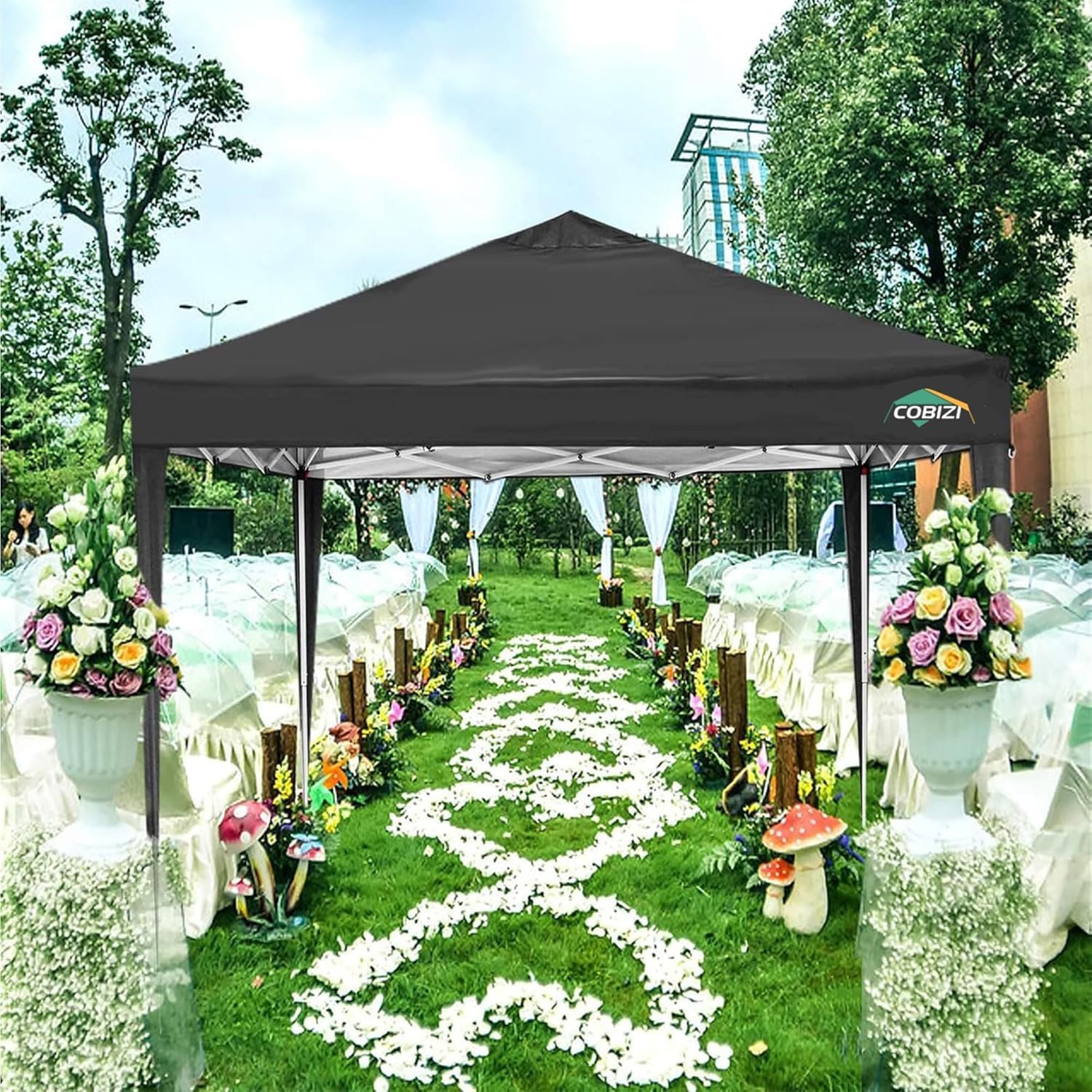 COBIZI - tonnelle jardin pliable 3x3m, 4 pans, imperméable, anti-UV