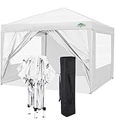 Cobizi Tonnelle pliante 3 x 3 m Pop Up avec 4 parois latérales | Imperméable | Protection UV 50+ ...