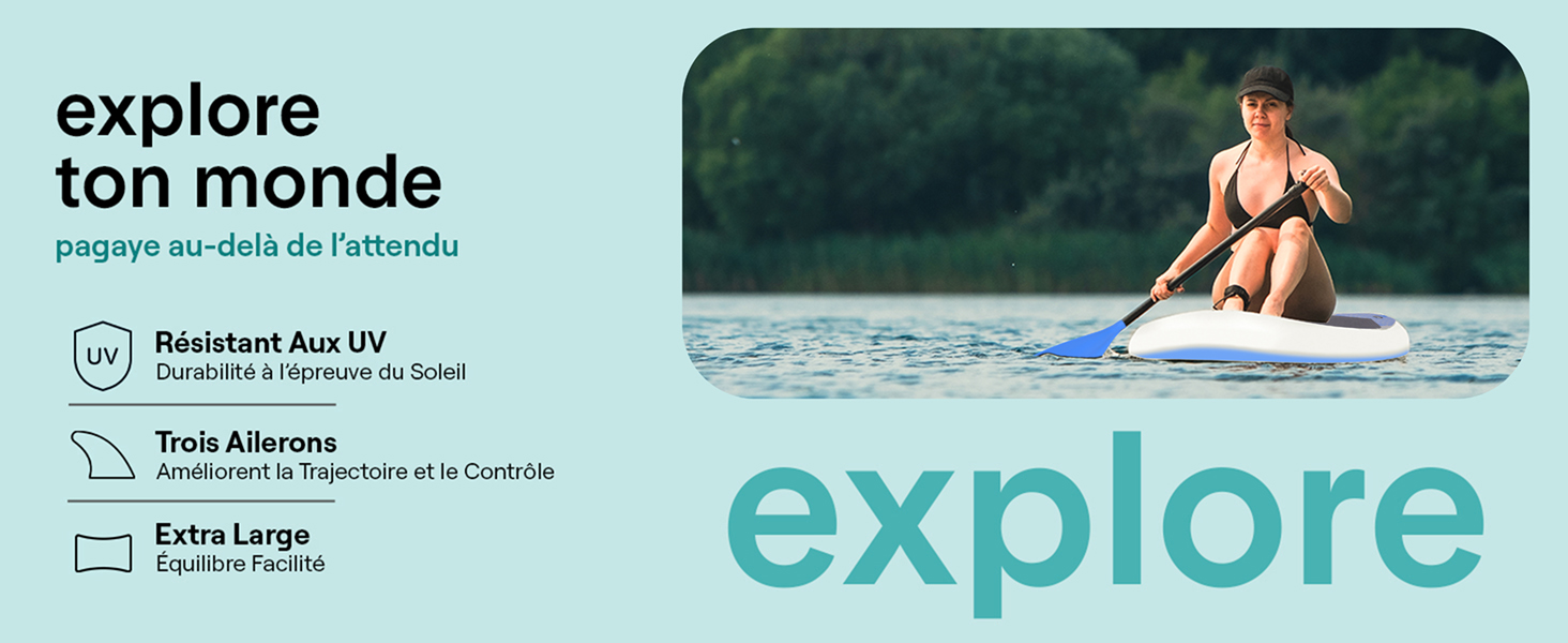 Le texte se lit comme suit : « explorer » et « Tori Monde ». Série de maquettes d'interfaces de sites Web ou d'applications présentant des images de style de vie en plein air et des éléments de conception minimaux.