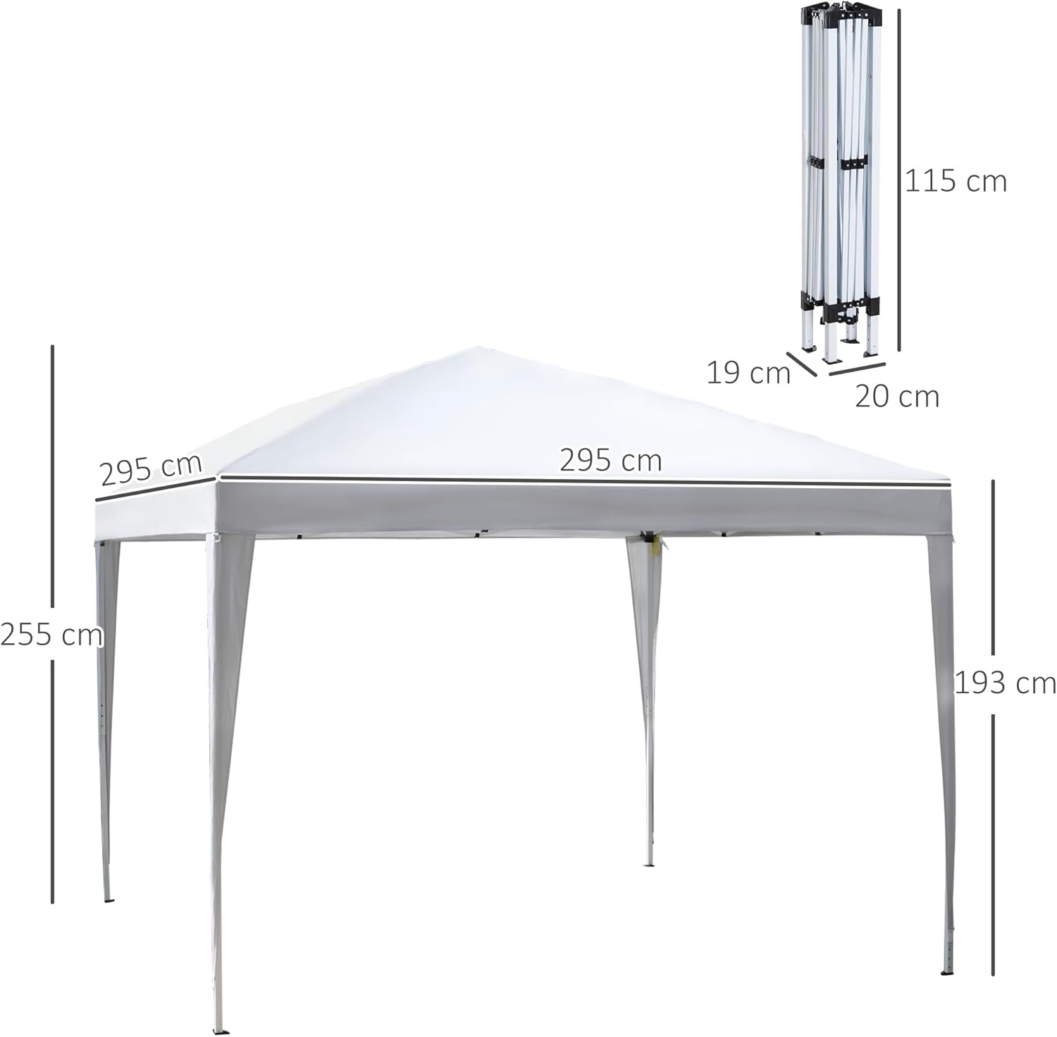 Outsunny - Tonnelle pliante série Pop Up 3x3m, anti-UV, sac transport, acier/oxford, blanc