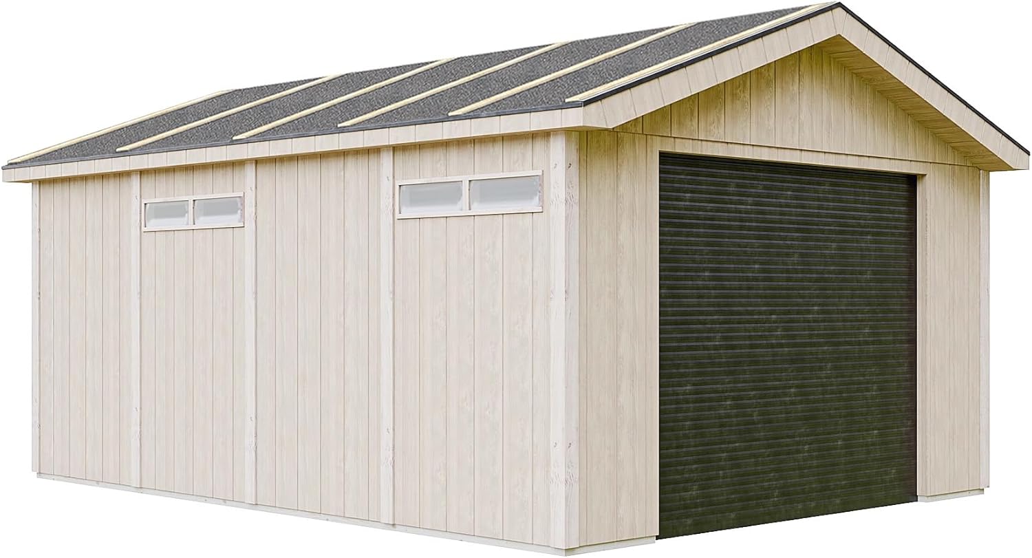 Timbela - Abri de jardin premium 17m², panneaux LP Smartside, L378xL530cm - M991B