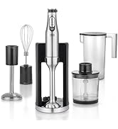 Mixeur plongeant LEBENLANG Premium 1200 W - Avec 5 accessoires et protection anti-éclaboussures I Réglable en continu &...