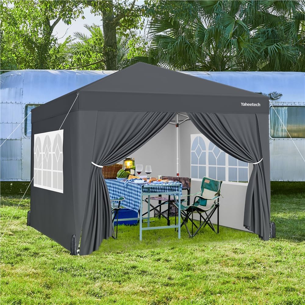 Yaheetech - Tonnelle pliante 3x3m - 4 parois latérales, gris foncé