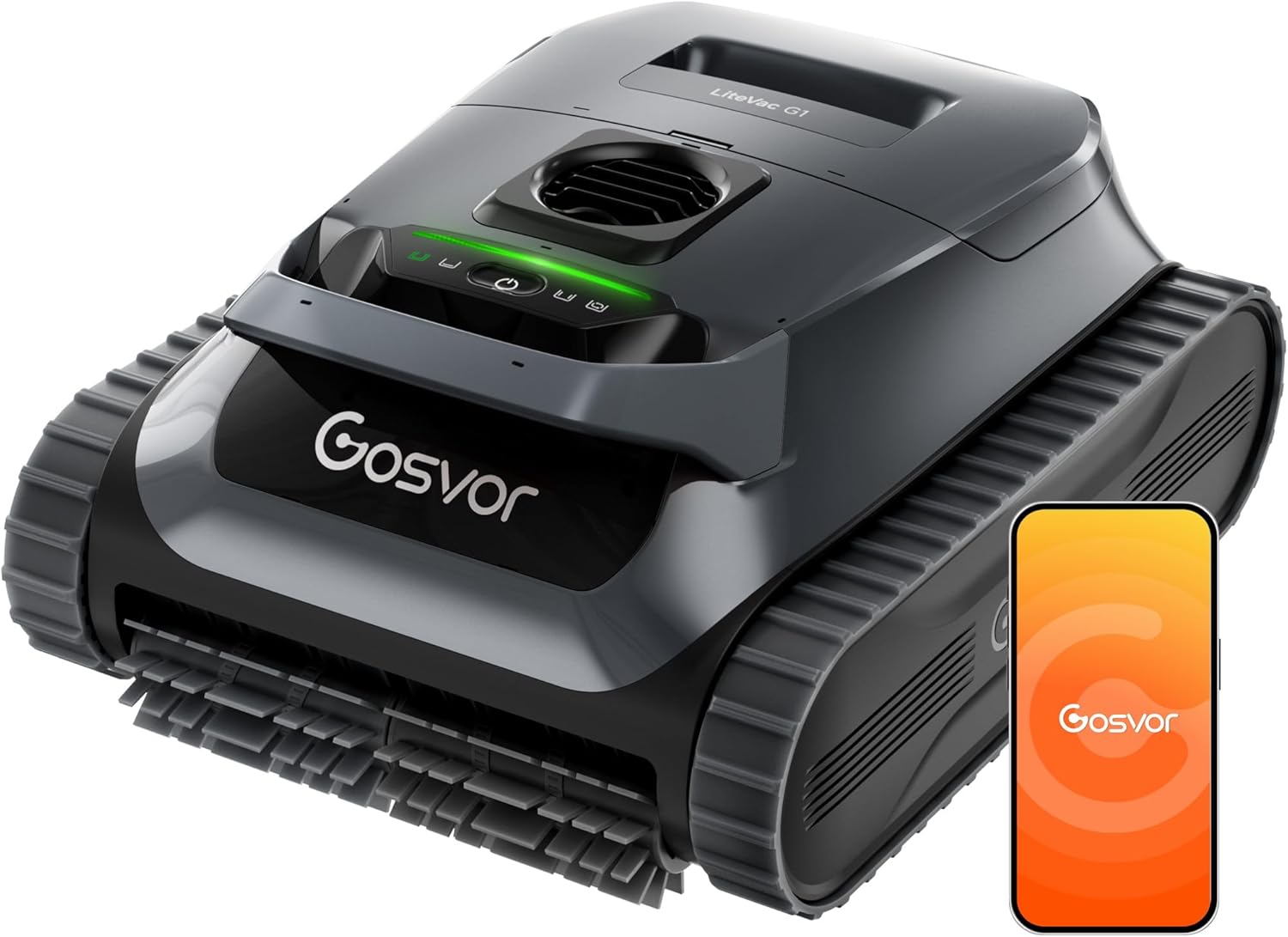 Gosvor (2026 Nouveau) LiteVac G1 Robot Piscine Fond et Parois, 6,9 kg Ultra Léger, Jusqu’à 200 Min d’Autonomie, Double Filtration, Navigation Intelligente & App, pour Piscines Jusqu’à 200 m²