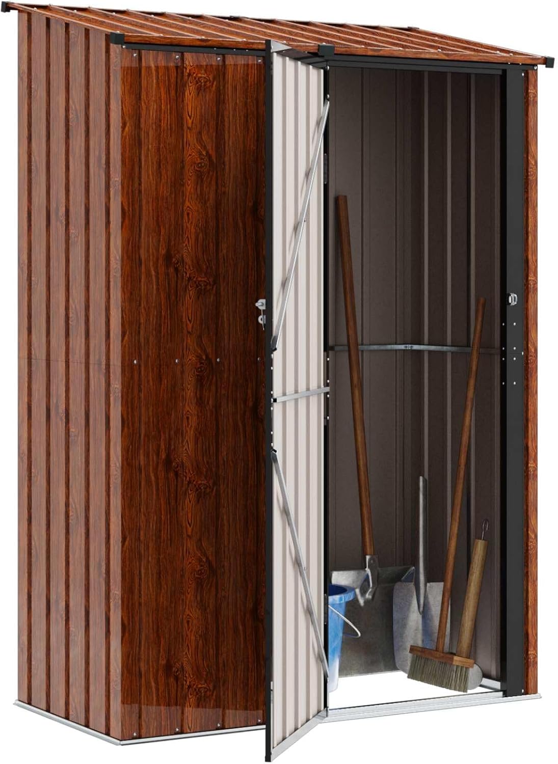 vidaXL Cabanons de Jardin Marron 140,5 x 74 x 200 cm Métал, Abri de Jardin et terrasse, Rangement rectangulaire, résistant aux intempéries, idéal pour Outils et Plus