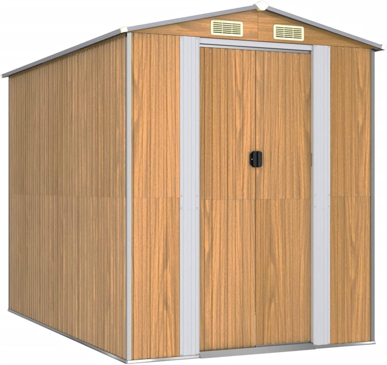 ShGaxin Abri de jardin en acier galvanisé marron clair 192 x 274 x 223 cm