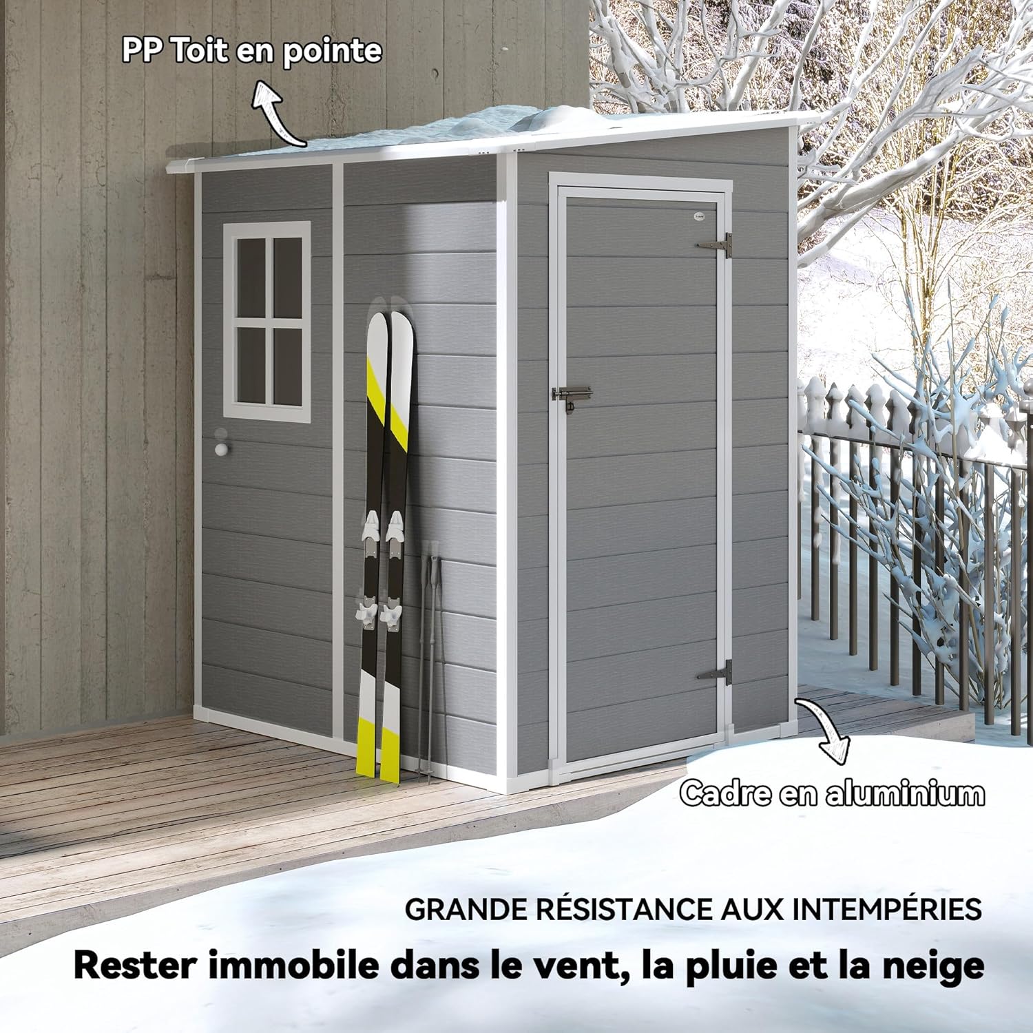 Outsunny - Abri de jardin 1.54m² - porte verrouillable, fenêtre, aération - 122x149x192/177cm