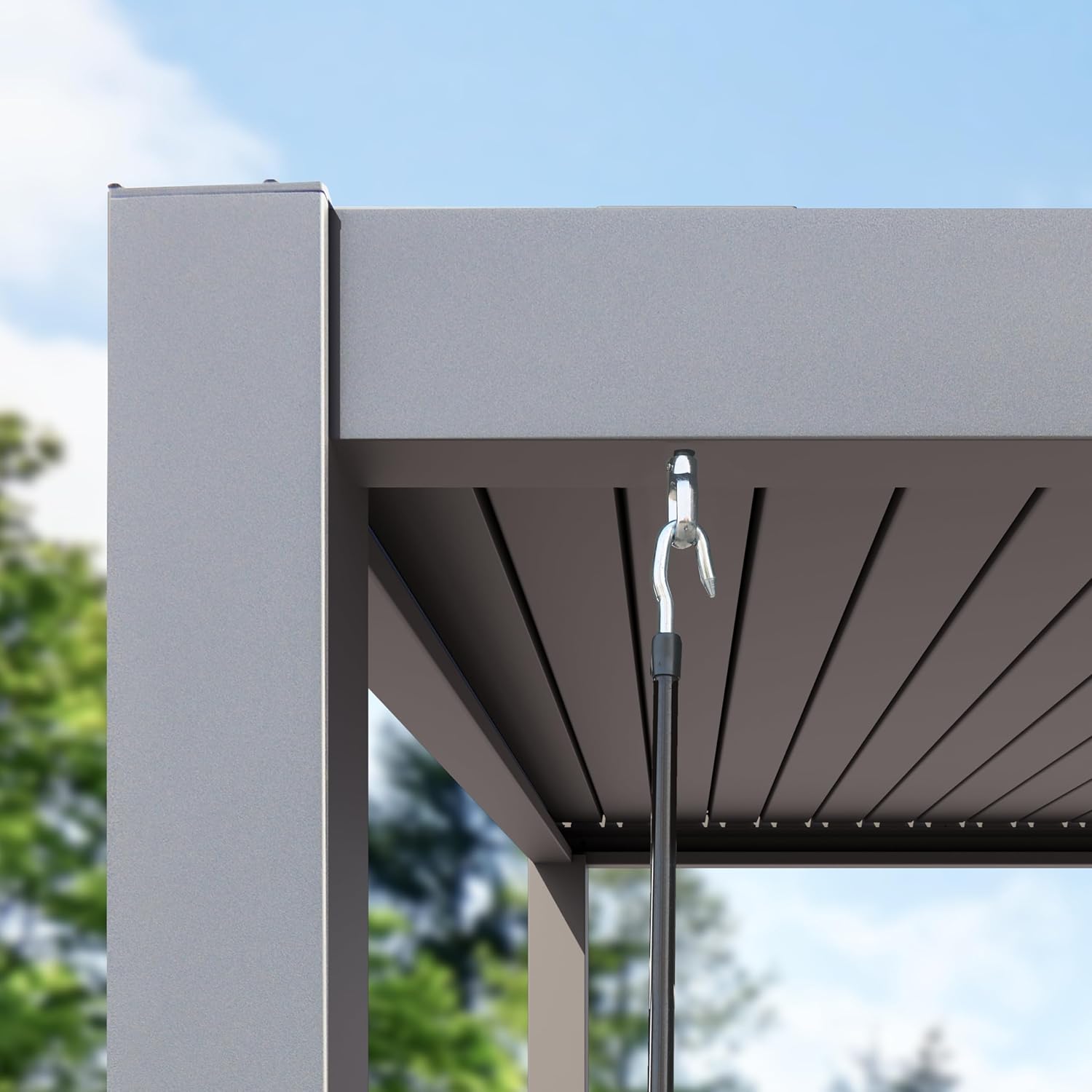 PRIMEYARD - Pergola 3x3 m aluminium, lames orientables, gris