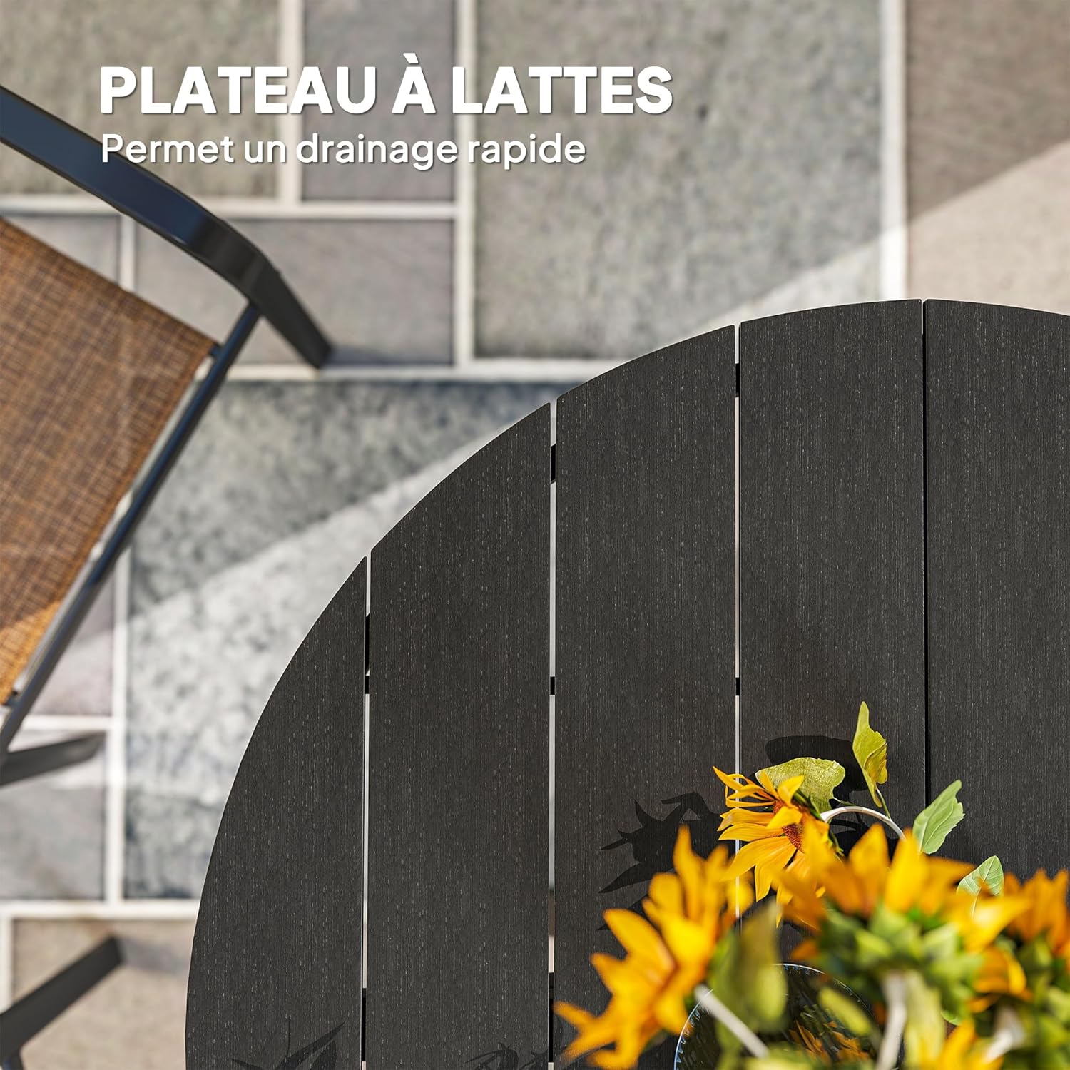Outsunny - table ronde jardin série aluminium Ø118cm plateau effet bois