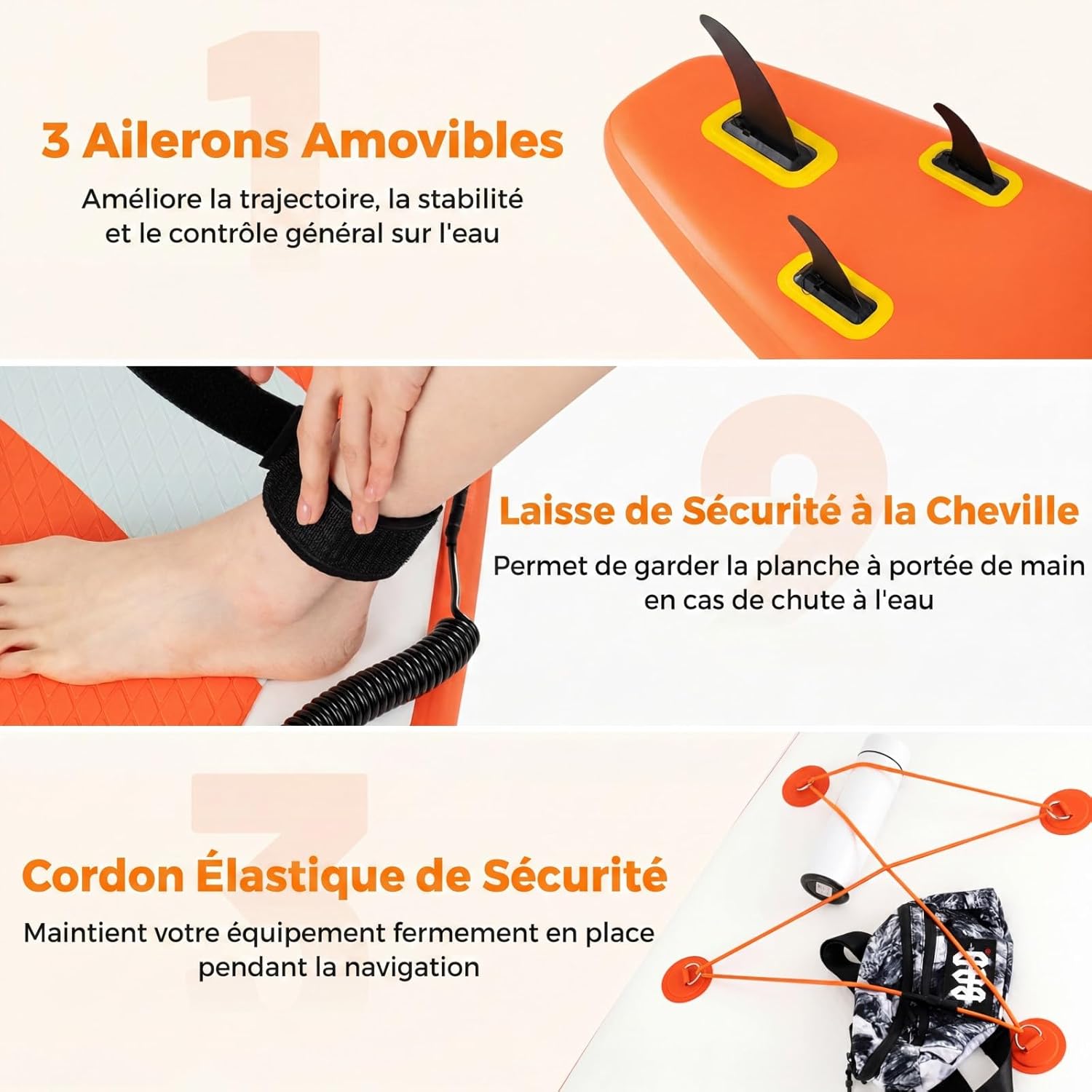 COSTWAY - paddle gonflable, aluminium réglable, accessoires complets, deck antidérapant