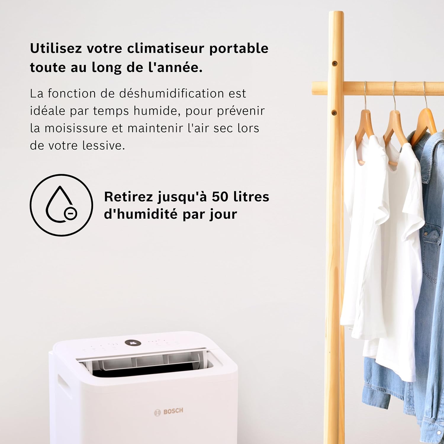 Bosch - Cool 2000 - climatiseur 2,6kW, 3-en-1, pièces 35m², 46 dB