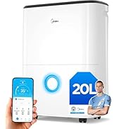 Midea Déshumidificateur d'humidité 20 L silencieux | WiFi/App, mode séchage des vêtements et auto anti-humidité...