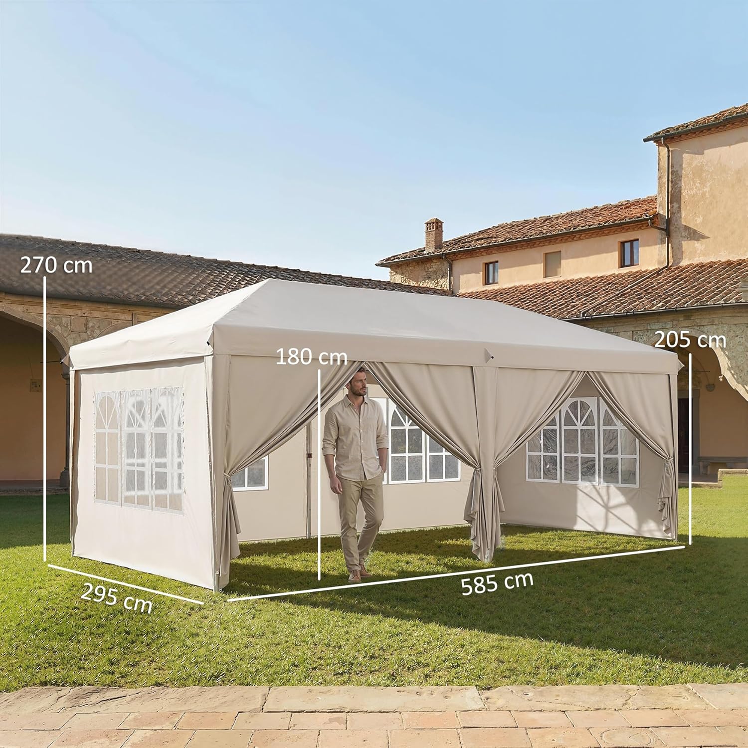 Outsunny - tonnelle pliante 3x6m - côtés amovibles, acier renforcé