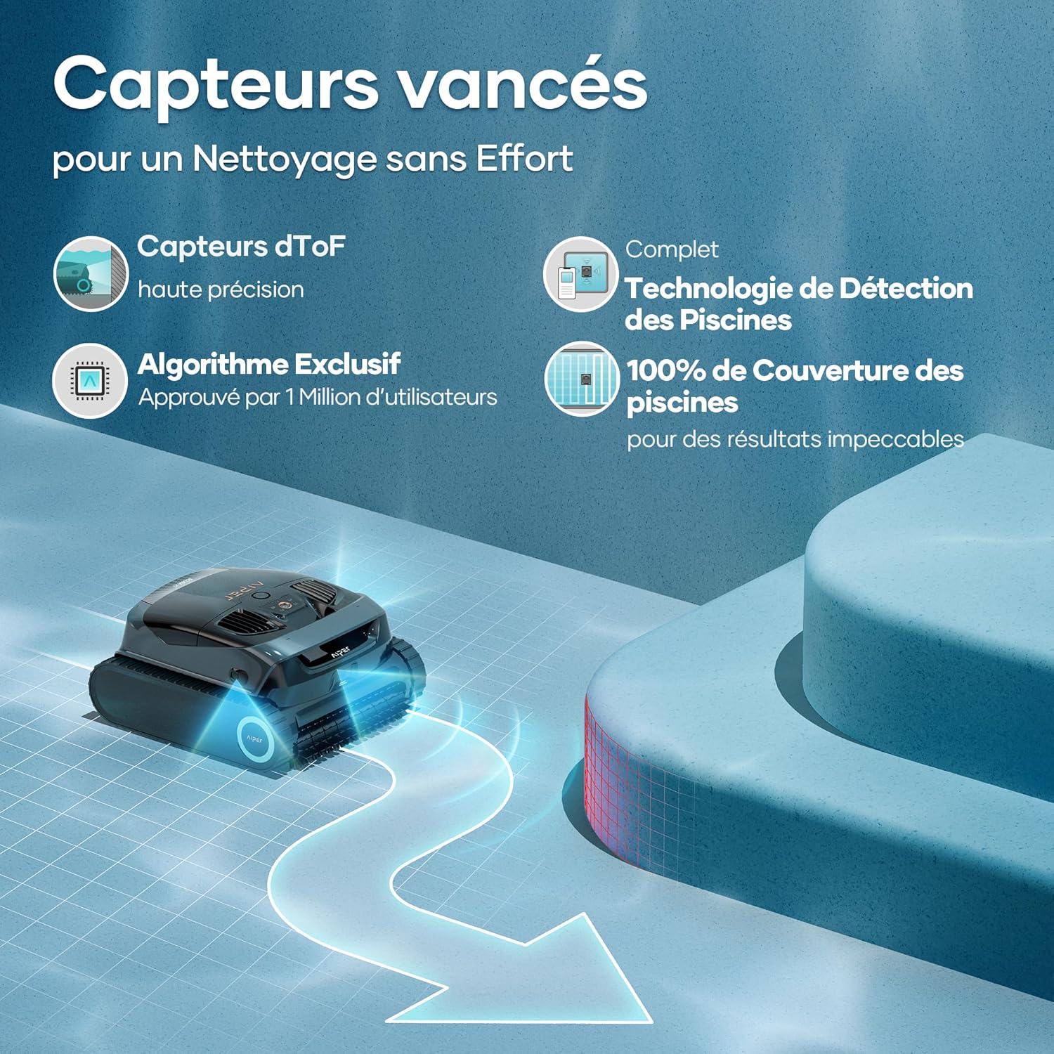 AIPER - Scuba X1 série - filtration ultra-fine, navigation intelligente, nettoyage ligne d’eau - SCUBAX1