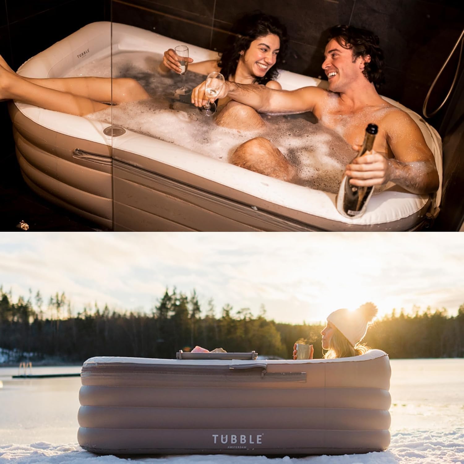 Tubble - Cuzi Spa Ambient Taupe - 255 L - Spa gonflable, massage bulles