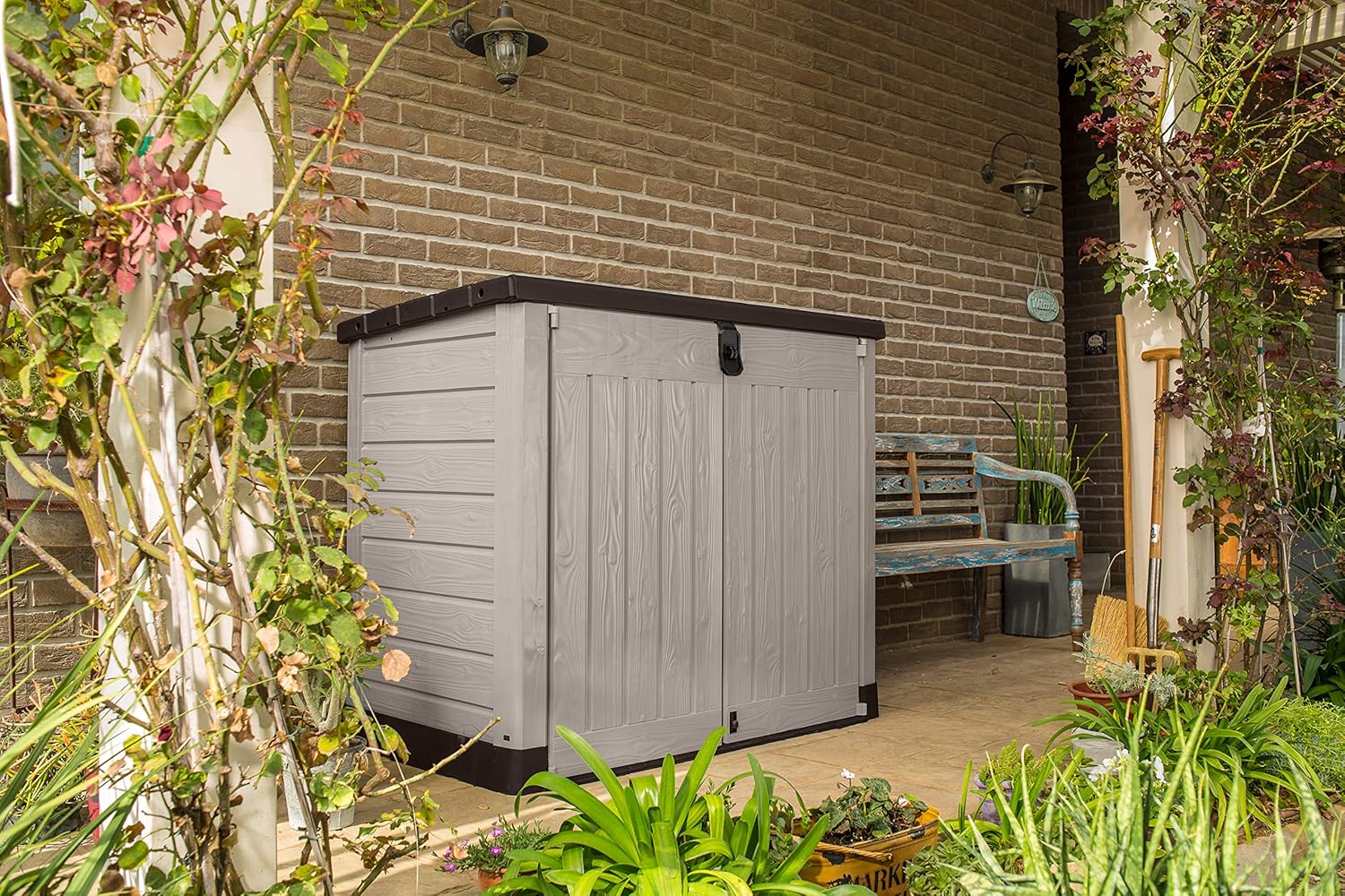 KETER - Range SIO Pro - 1200L - Abri poubelle horizontal beige