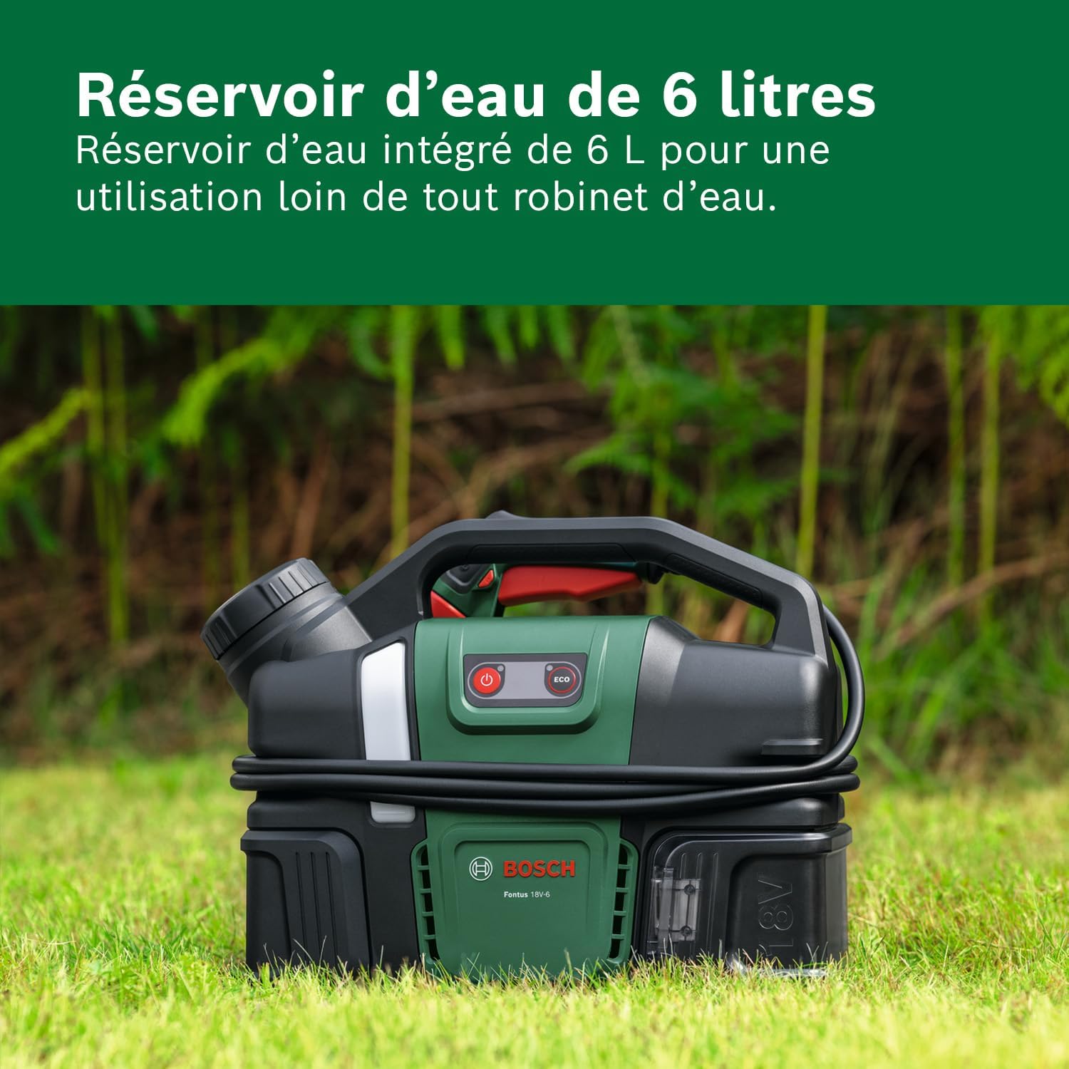 Bosch Fontus 18V - 6L réservoir, pression réglable, batterie incluse, 18V-6