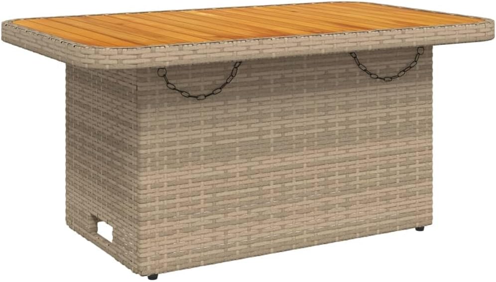 vidaXL Table de Jardin, Table Basse, Table à Manger, Meuble de Terrasse Cour Balcon Patio Extérieur, Beige Résine Tressée et Bois Acacia