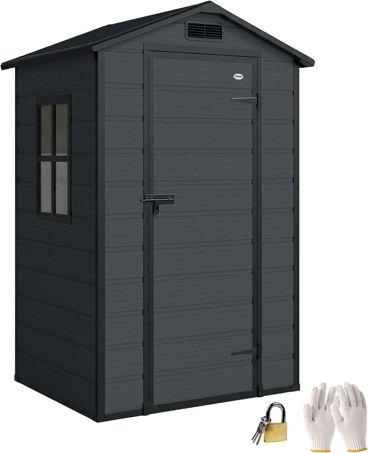 Outsunny - abri de jardin 1,09 m² - PP, aluminium, plancher, porte sécurisée