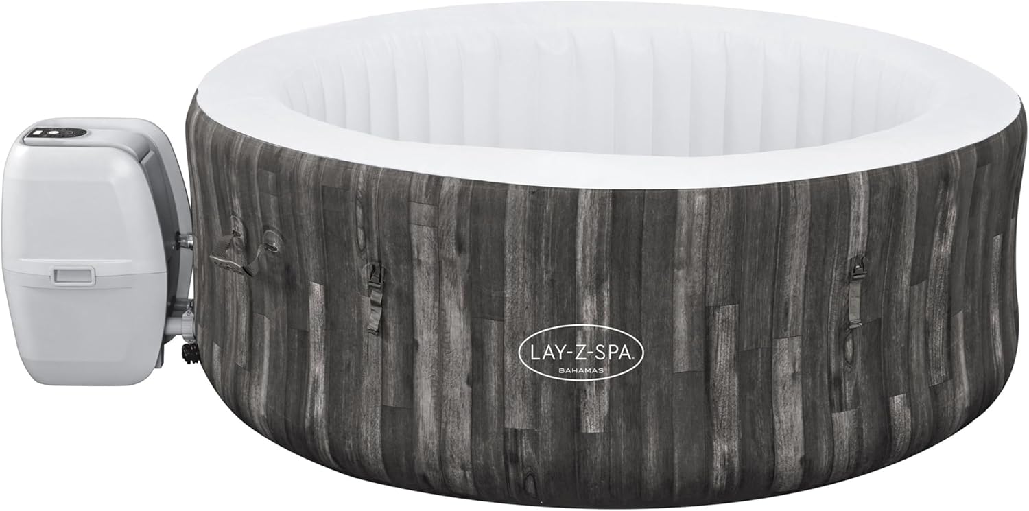 Spa Gonflable Rond Lay-Z-Spa® Bahamas Airjet Motif Bois 2 à 4 Personnes, 180 x 66 cm