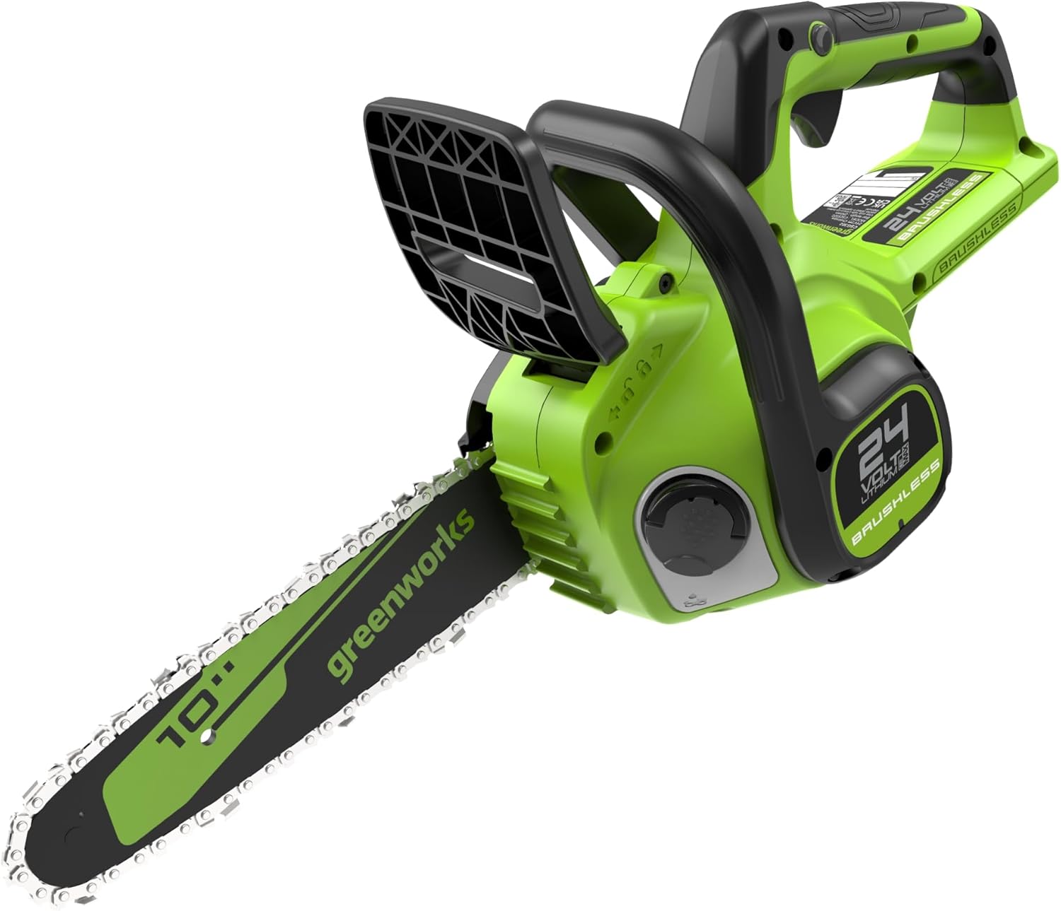 Greenworks 24V Scie à Chaîne Sans Fil, Scie Électrique à Batterie Brushless 25cm avec Graissage Automatique, Vitesse de Chaîne 7.8m/s, Outil Seulement