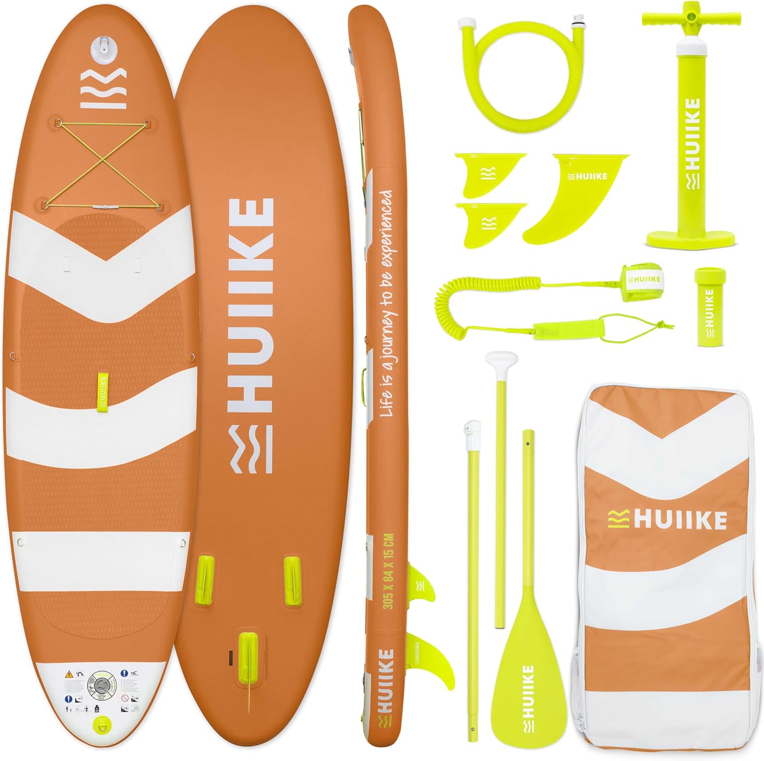 HUIIKE Paddle Gonflable Adulte avec Accessoires Inclus, Pagaie, Ailerons, Pompe. Planche de Stand Up Paddle Grande Stabilité et Résistance. 305 x 84 x 15 cm, Jusqu'à 130 kg