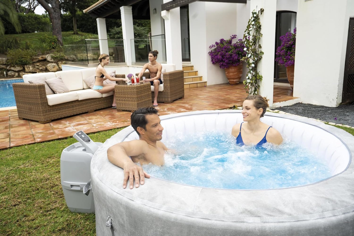 Bestway - Lay-Z-Spa Zurich EnergySense - 180x66 cm - 2-4 pers., 120 AirJet, couverture isolante, filtration cartouche