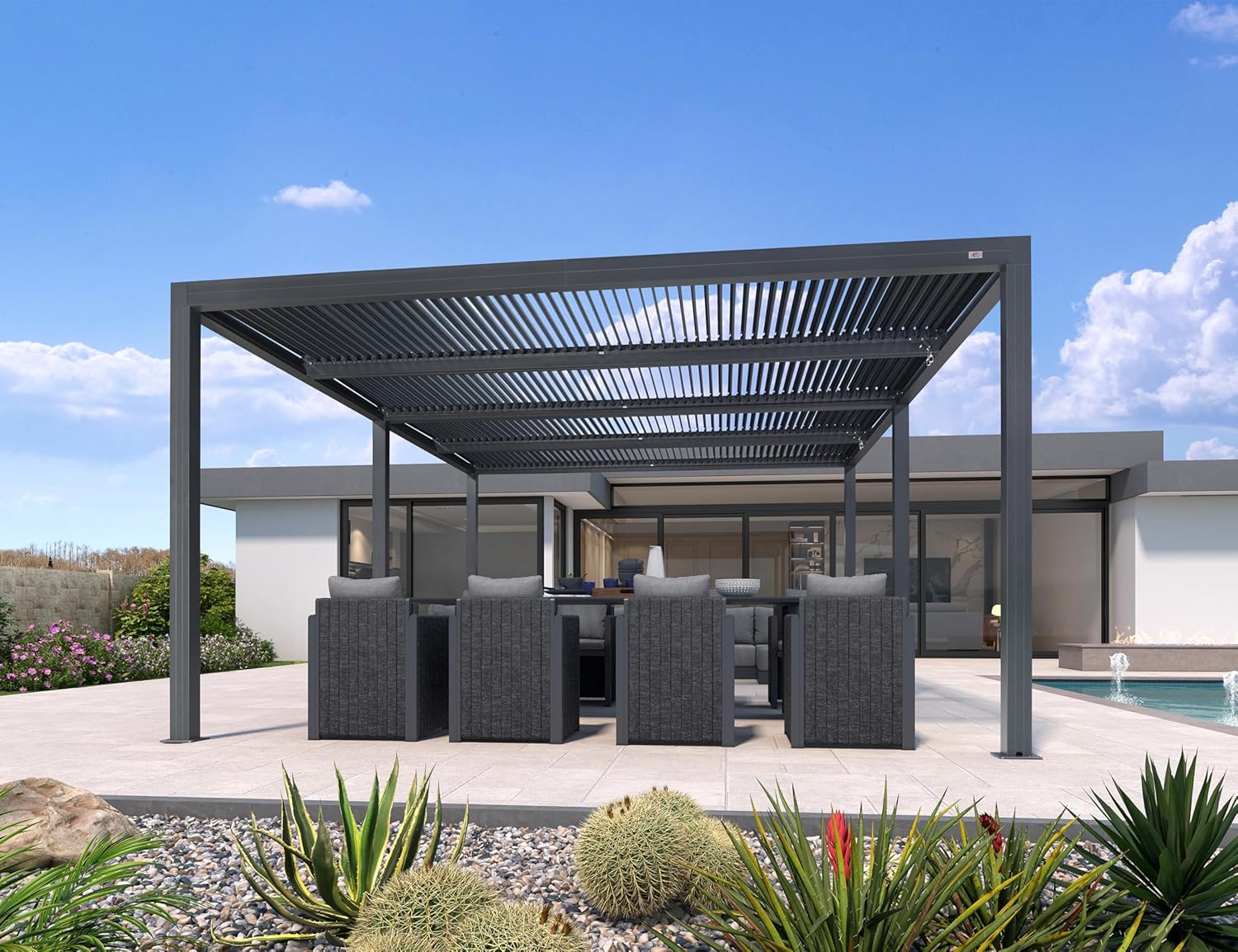 PURPLE LEAF - pergola bioclimatique - 6x4,24m aluminium, lames indépendantes