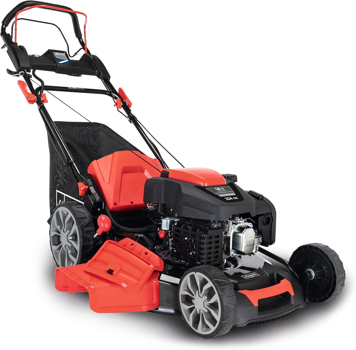 Scheppach Tondeuse à Gazon Thermique MS225-56 - Moteur 4 Temps 6 CV - 224 cm3 - Largeur de Coupe 56 cm - 2200 m² - bac 65L - Hauteur de Coupe 25-75 mm